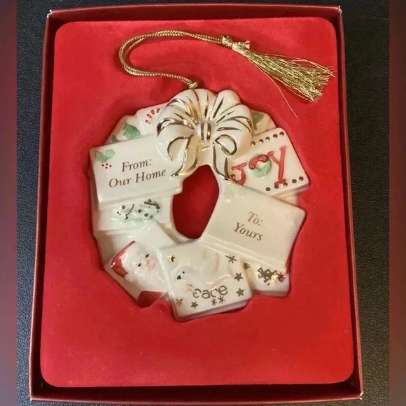 LENOX NIB CREAM GOLD HOLIDAY WREATH 2006 - Picture 2 of 9